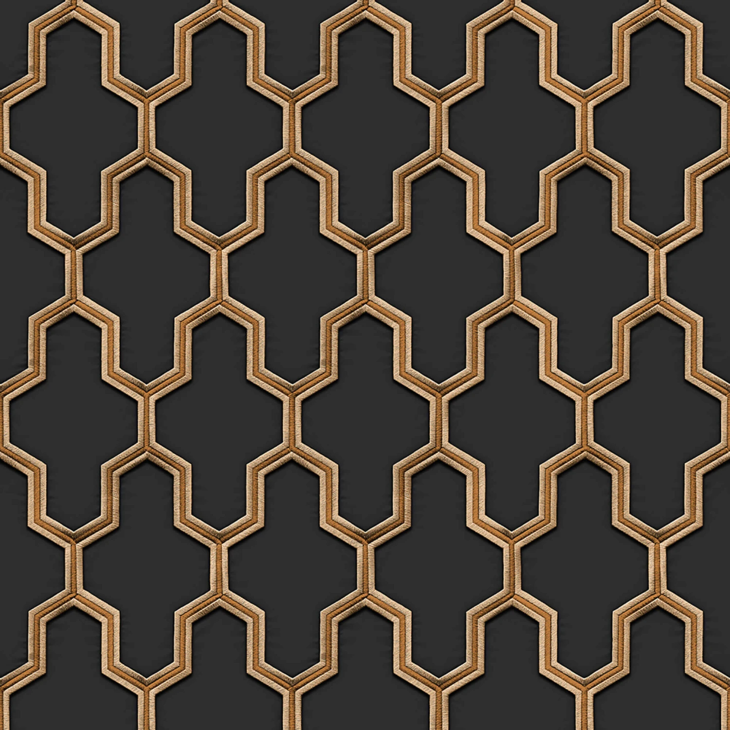 Geometric Silk Black & Gold Wallpaper 2 Geometric Silk Black & Gold Wallpaper - Image 2