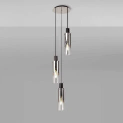 Chelsea Slim Black And Smoke Fade Glass 3 Light Pendant