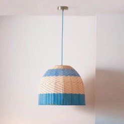 Designers Guild Brera Cobalt Blue Rattan Pendant Light