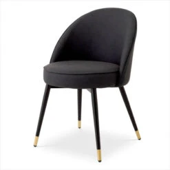 Eichholtz Set Of 2 Black Faux Leather Cooper Dining Chairs