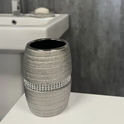 Showerdrape Pzazz Silver Diamante Tumbler