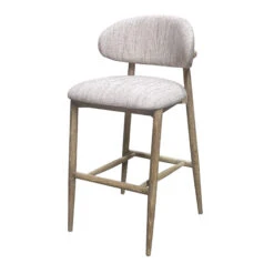 Perlita Cream Fabric Bar Stool
