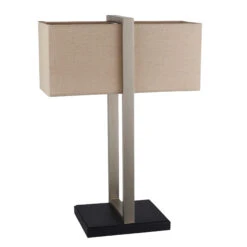 Squared Nickel Table Lamp With Natural Linen Shade -Housingunits 63cf35e4c2f1a9a619289333b7bf7f10 1