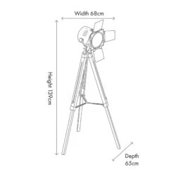 Hereford Silver & Black Wood Film Tripod Floor Lamp -Housingunits 643a9ce405855783b1592895c4a0baa2