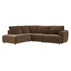 Arcadian Brown Fabric Left Hand Open Chaise Corner Sofa -Housingunits 64c0a46caf184ec94bcb7b4d302bfd33