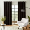 Faux Silk Black 66" X 90" Thermal Blackout Eyelet Curtains