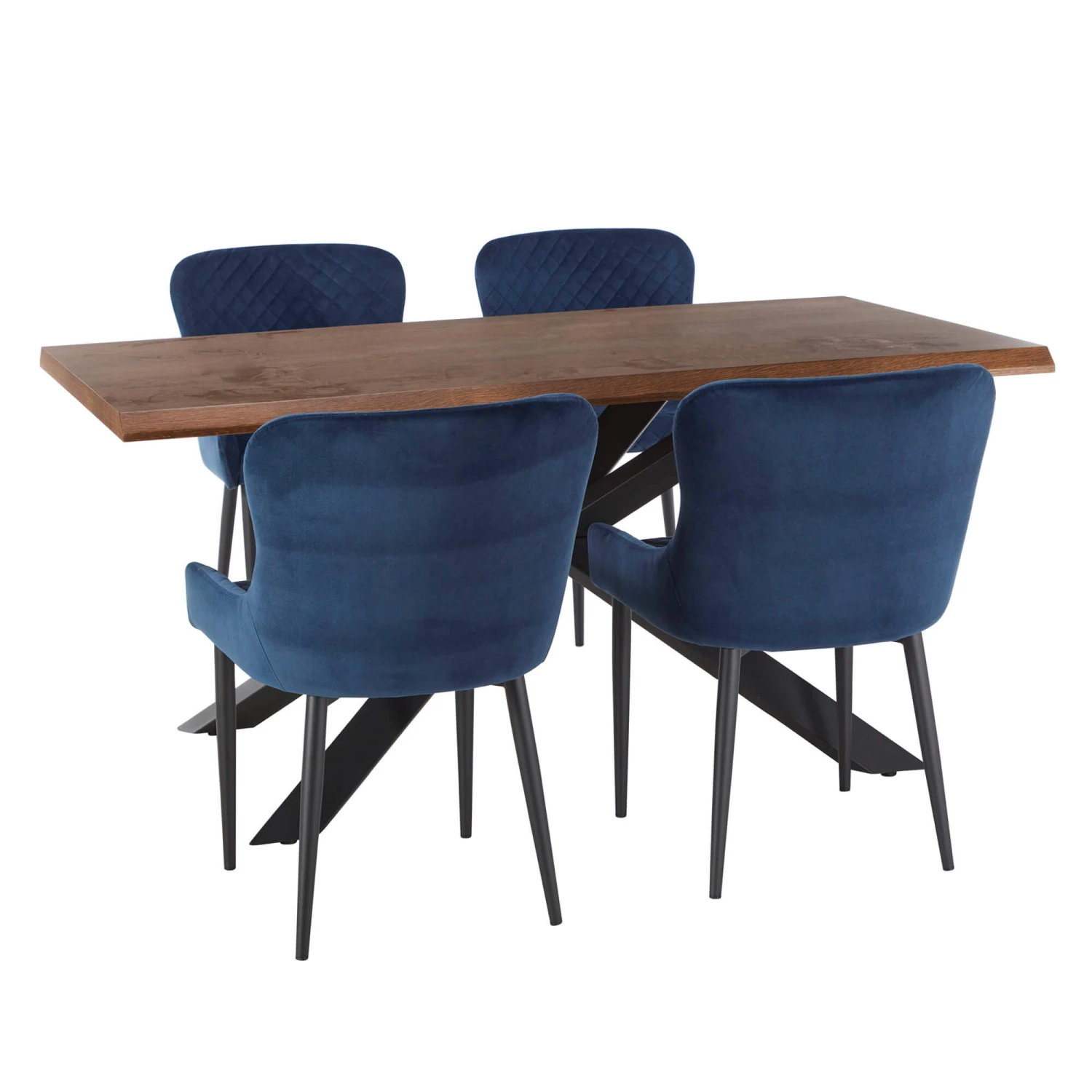 Bronx 160cm Dining Table & 4 Toby Blue Velvet Chairs 2 Bronx 160cm Dining Table & 4 Toby Blue Velvet Chairs - Image 2
