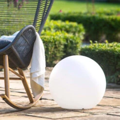 White Ball Colour Changing 45cm Outdoor Floor Lamp