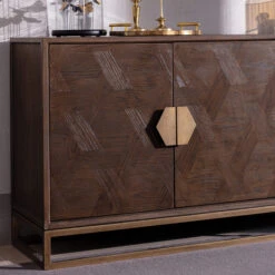 Olivia James Hemingway Mahogany Oak & Gold 2 Door Sideboard -Housingunits 679eeaca2e2dc60add4fa0ce9eb97de1