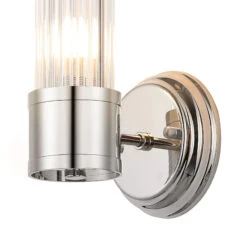 Newton Polished Nickel 1 Light Glass Rod Wall Light -Housingunits 680caf6995dc6bb900ce63a8a056d966