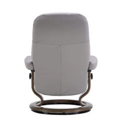 Stressless Large Consul Leather Recliner Chair & Footstool In Batick Platinum Grey With Smoked Oak Classic Base -Housingunits 6a46b2016d4b3e33e0d2c6e596979ee8