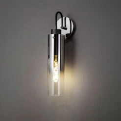 Chelsea Slim Black & Smoke Glass Fade Single Wall Light