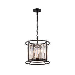 Samraat Satin Black & Crystal 3 Light Pendant -Housingunits 6b30042544cfa03085c64da597d03878 1