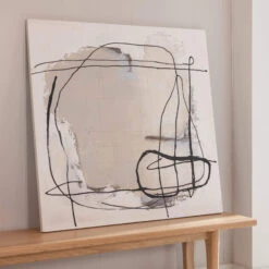 Abstract Black Ink Canvas Painting