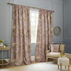 Porcelain Garden Blush Pink Chenille Room Darkening Pencil Pleat 66" X 54" Curtains