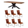 Harrington Oak 200cm Dining Table & 6 Clarence Tan Chairs