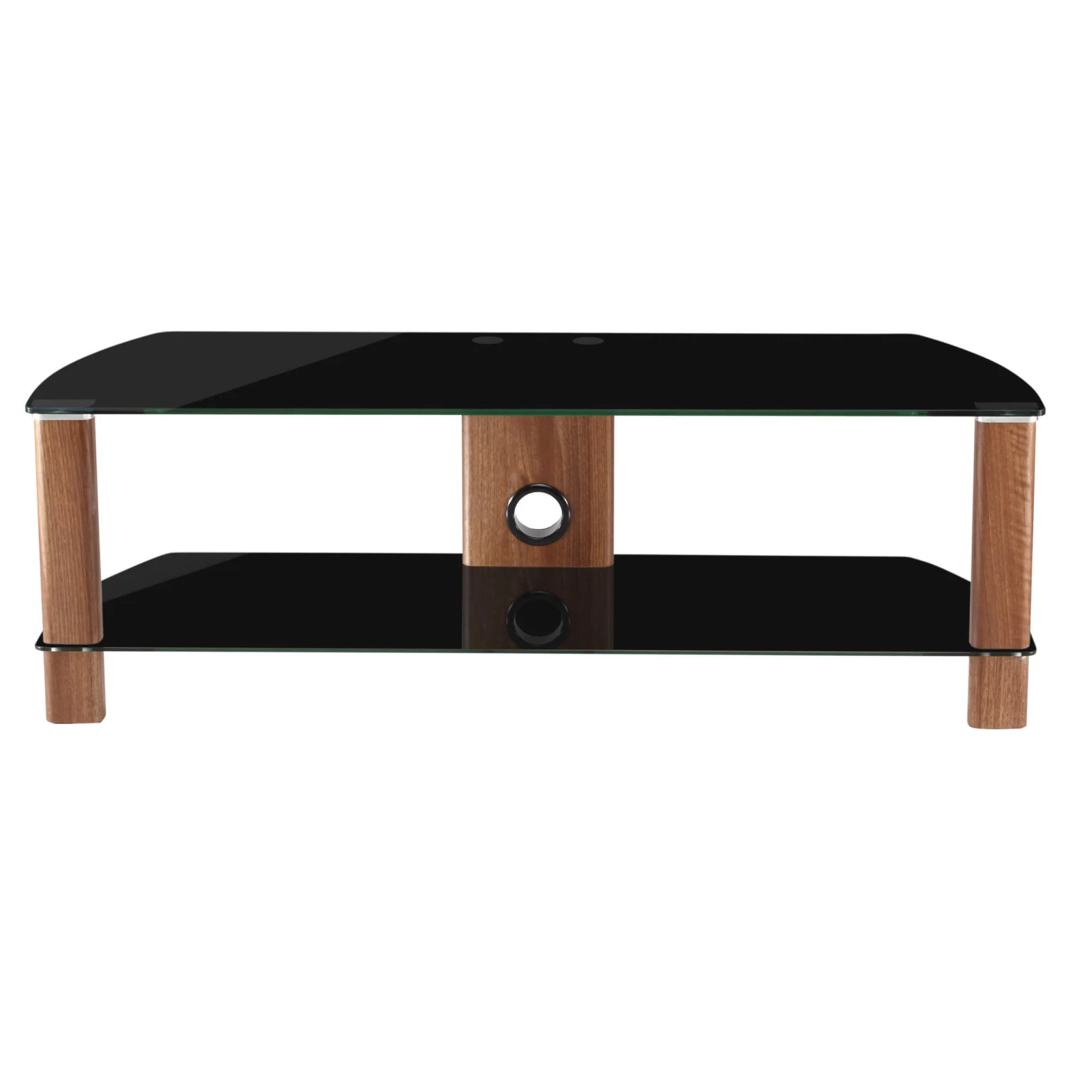 Coupe Walnut & Black Glass 120cm TV Unit 1 Coupe Walnut & Black Glass 120cm TV Unit