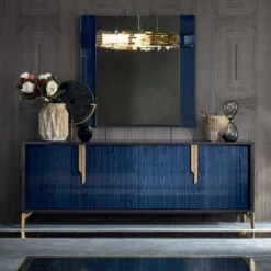 Celeste High Gloss Cobalt Blue 210cm 4 Door Sideboard