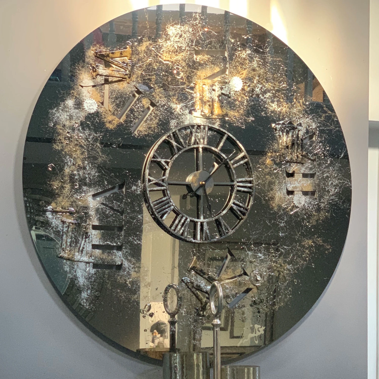 Large Mirrored Clock By Clare Wright 1 Large Mirrored Clock By Clare Wright