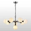 Canning Satin Nickel 8 Light Pendant With White & Grey Marbled Glass Shades