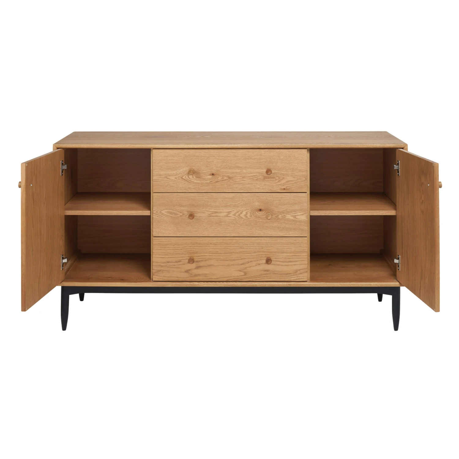 Ercol Monza Large Black Oak 2 Door 3 Drawer Sideboard 2 Ercol Monza Large Black Oak 2 Door 3 Drawer Sideboard - Image 2