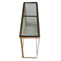 Nador Antique Brass And Glass Console Table -Housingunits 6f80c4e00afec4b5970632af36ddd020