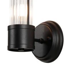 Newton Satin Black 1 Light Glass Rod Wall Light -Housingunits 6fd55d8b1669d1060ba4799066b5e504