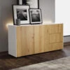 Frank Olsen Intelligent White Gloss & Oak 2 Door 3 Drawer Sideboard