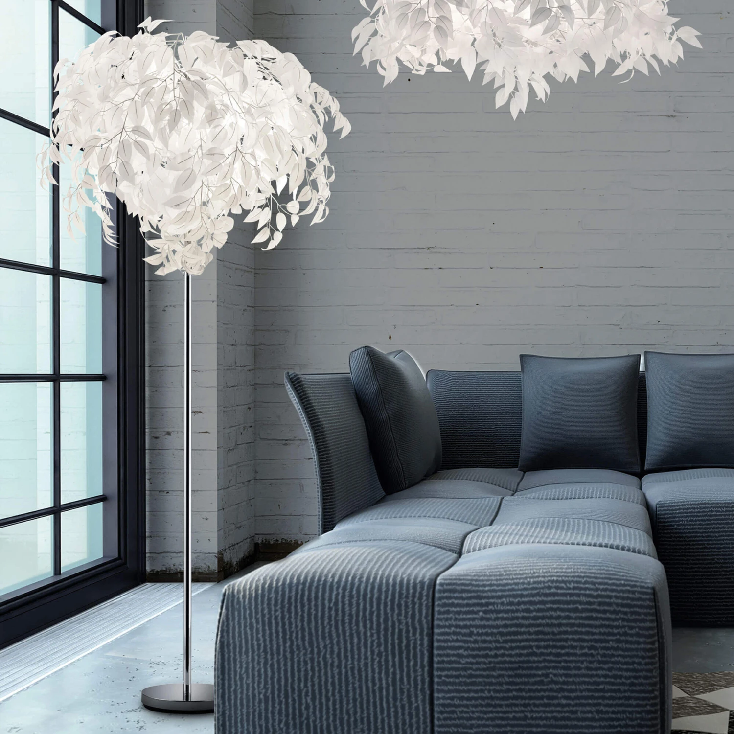 Arbusto Chrome White Feather 3 Light Floor Lamp 1 Arbusto Chrome White Feather 3 Light Floor Lamp