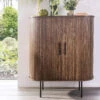 Annika Smoked Oak Slatted Sliding 2 Door Cabinet