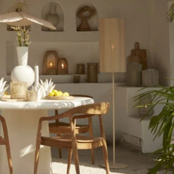 Daisy Cream Floor Lamp With Natural Shade