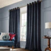 Laura Ashley Barley Embossed Midnight 66" X 90" Eyelet Curtains