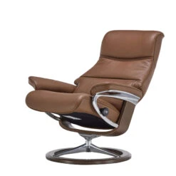 Stressless Philip Medium Leather Recliner Chair & Footstool In Velaro Dark Caramel With Walnut Signature Base -Housingunits 71e44703478f22e4c709426ff39c69fc