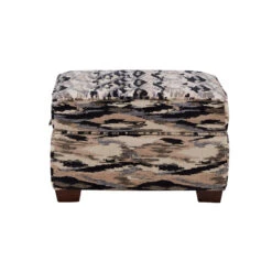 Imogen Ink Blue Patterned Fabric Large Ottoman Storage Footstool -Housingunits 7202159ae997bab2b17664674b9fc26a