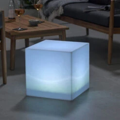 Cube Colour Changing 30cm Outdoor Floor Lamp