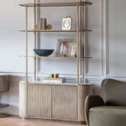 Libra Belvedere Aged Gold Shelving Unit With Storage