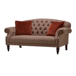 Tetrad Arbroath Brown Tweed Herringbone Fabric Petite Sofa -Housingunits 7474917ca660147678311e46997a9f8b