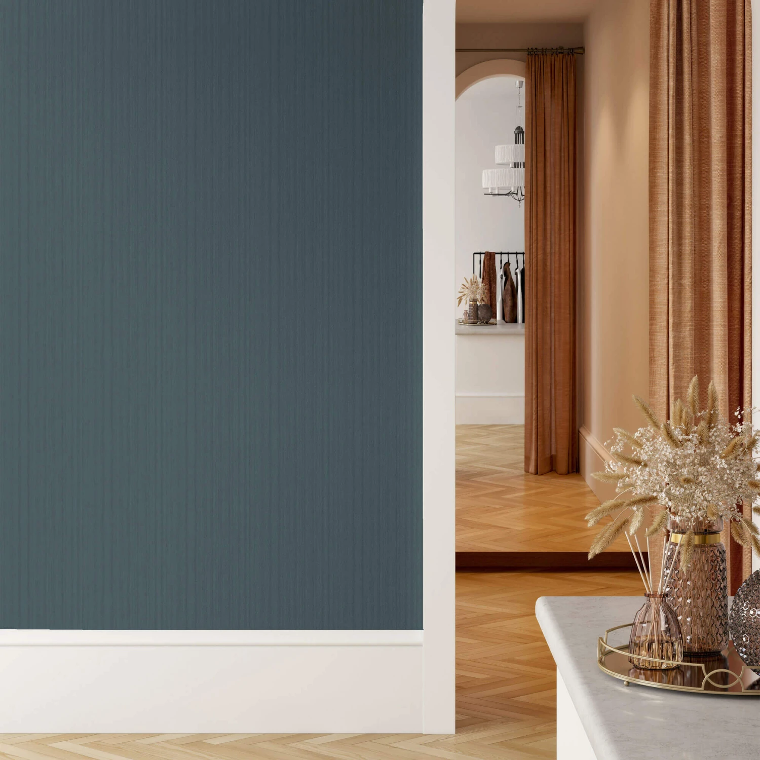 Silk Cascade Navy Wallpaper 5 Silk Cascade Navy Wallpaper - Image 5