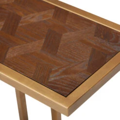 Olivia James Hemingway Mahogany Oak & Gold Side Table -Housingunits 773356f7be10bcec94df9ed3698a963f