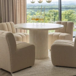 Albana 120cm Round Travertine Effect Dining Table -Housingunits 776047616027269ea9025f9734e54d32