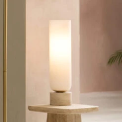 Terazo Sand 47cm Table Lamp With Opal Glass Shade