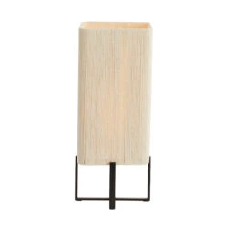 Wyn Square Black 50.5cm Table Lamp With Cream Rope Shade