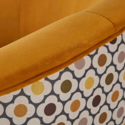 Orla Kiely Lily Ochre Velvet Swivel Accent Chair With Contrast Floral Pattern Back -Housingunits 785aeed906f5395734c18a5ffb6cbdae