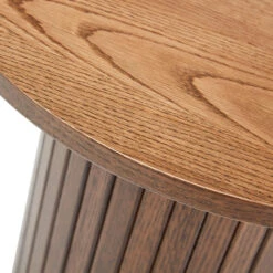 Annika Smoked Oak Slatted Round Side Table -Housingunits 7a81c347a7c327644a4d2644134be62b