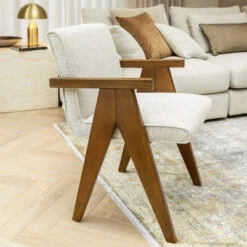 Viviana A-Line Wood & Natural Fabric Accent Chair -Housingunits 7b35497d40da671b8c44d057907b9288