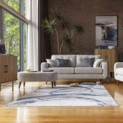 Brush Strokes Grey And Navy 160x230cm Rug