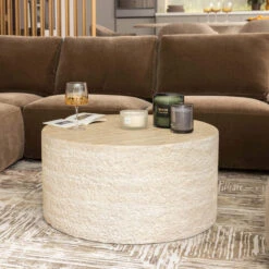 Glass House Miloa Round Textured Coffee Table