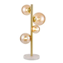 Miyako Satin Gold & Amber 4 Light Table Lamp