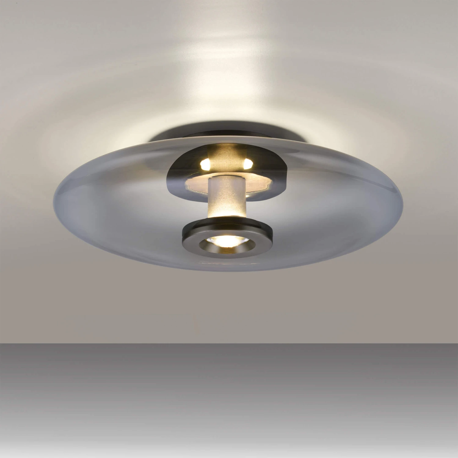 Verre Grey & Smoked Glass Flush Ceiling And Wall Light 6 Verre Grey & Smoked Glass Flush Ceiling And Wall Light - Image 6