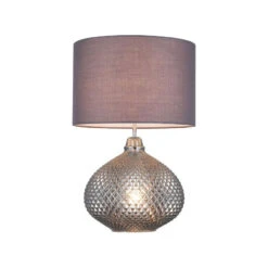 Twinned Smoked Glass Table Lamp With Shade